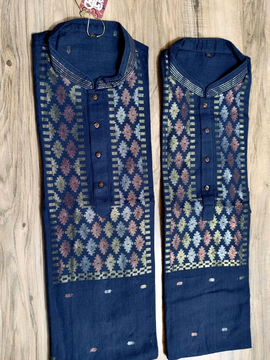 Pure Cotton Dhakai Jamdani Punjabi, Handloom, Comfortable, Elegant, Made in Dhaka, Bangladesh