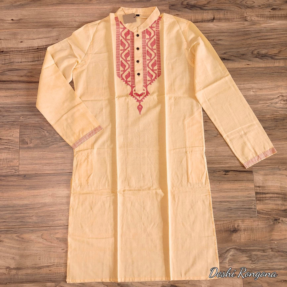 Origina Dhakai Jamdani Men Punjabi-Peach Color, Bangladeshi