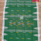 Green Monipuri Cotton Saree with White Woven Border