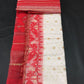White Red Dhakai Jamdani Saree – Halfsilk, Handwoven