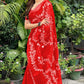 Original Moslin Handmade Karchupri work Saree, Bridal Red