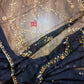 Original Moslin Hand Karchupi work Saree, Black