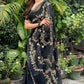 Original Moslin Hand Karchupi work Saree, Black