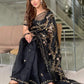 Original Moslin Hand Karchupi work Saree, Black