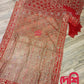 Original Moslin Hand Embroidered Saree, Bridal Red
