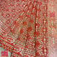 Original Moslin Hand Embroidered Saree, Bridal Red