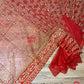 Original Moslin Hand Embroidered Saree, Bridal Red
