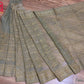 Original Moslin Hand Embroidery work Saree, Sage Green