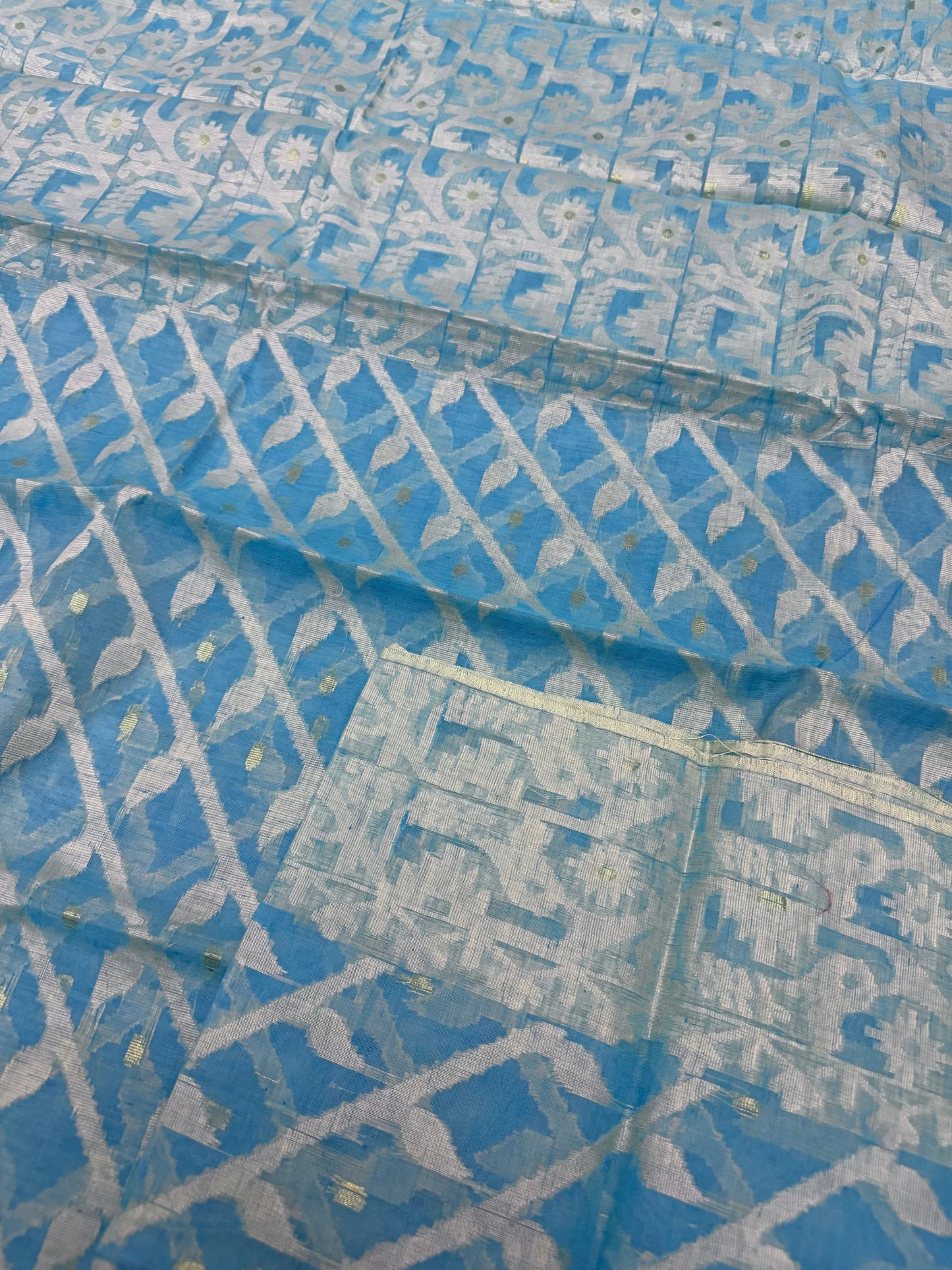 HalfSilk Tangail Saree, Beautiful Merigold Color with Red and Golden Thread Work, Handloomed, Elegant, Classy Party Ware Sharee