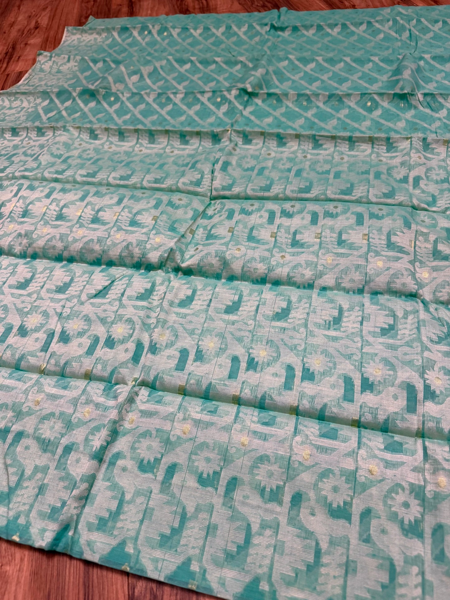Tangail Saree, Halfsilk Seagreen