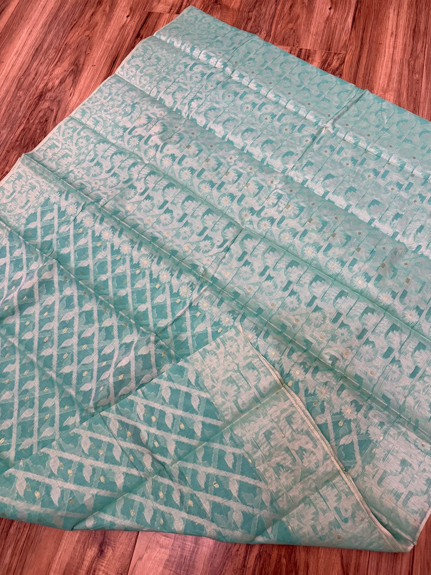 Tangail Saree, Halfsilk Seagreen