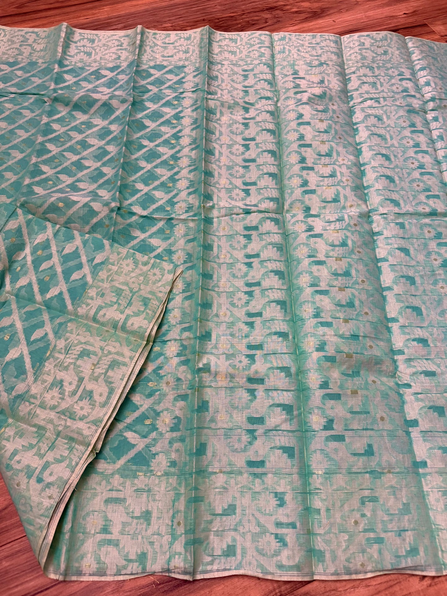 Tangail Saree, Halfsilk Seagreen