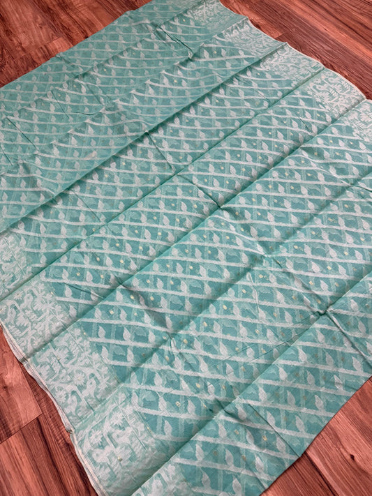 Tangail Saree, Halfsilk Seagreen