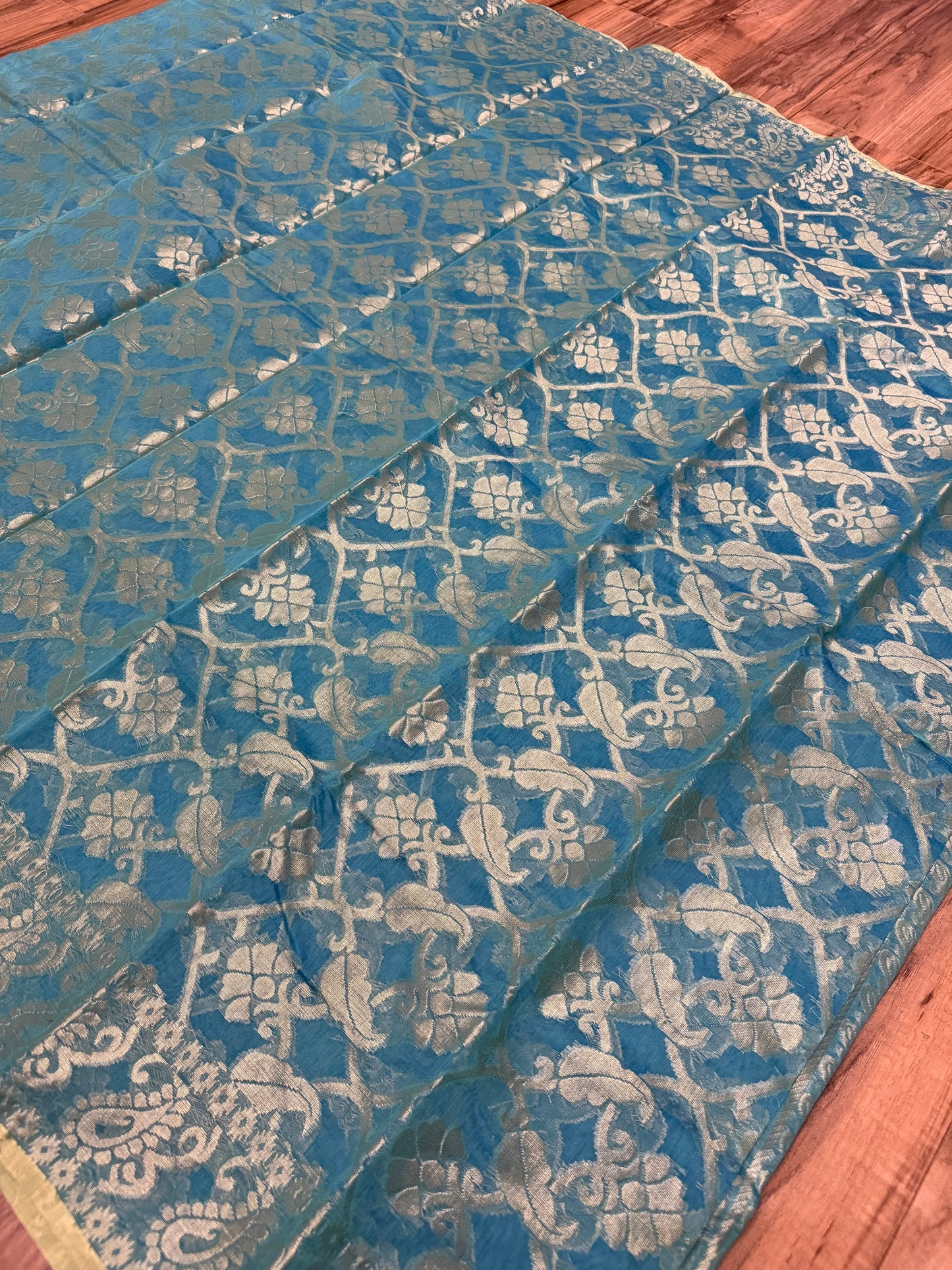 HalfSilk Tangail Saree, Beautiful Merigold Color with Red and Golden Thread Work, Handloomed, Elegant, Classy Party Ware Sharee