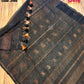 Black Dhakai Jamdani Saree with Copper