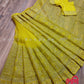 Original Moslin Hand Embroidery work Saree, Lemon Lime Color