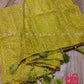 Original Moslin Hand Embroidery work Saree, Lemon Lime Color