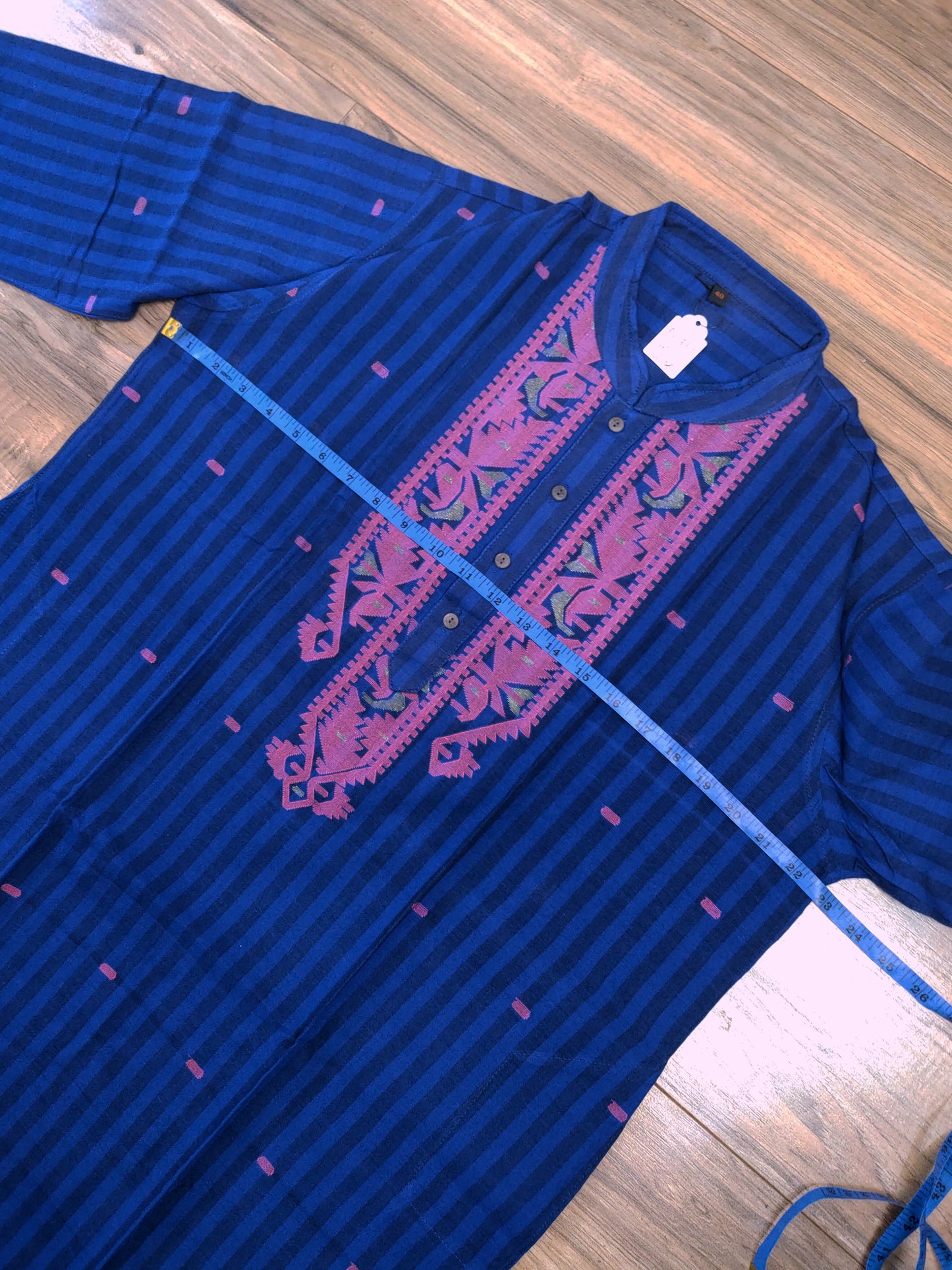 Original Dhakai Jamdani Punjabi – Handwoven Pure Cotton, Royal Blue