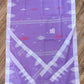 Sylheti Monipuri Handwoven Soft Cotton Saree – Lavender & White