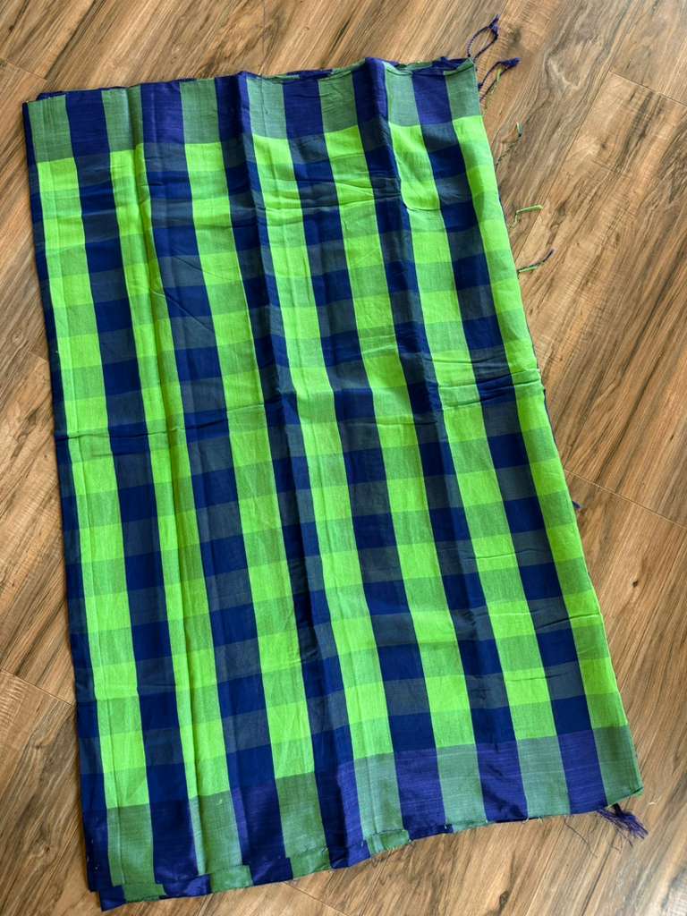 Tangail Silk Saree green and blue check