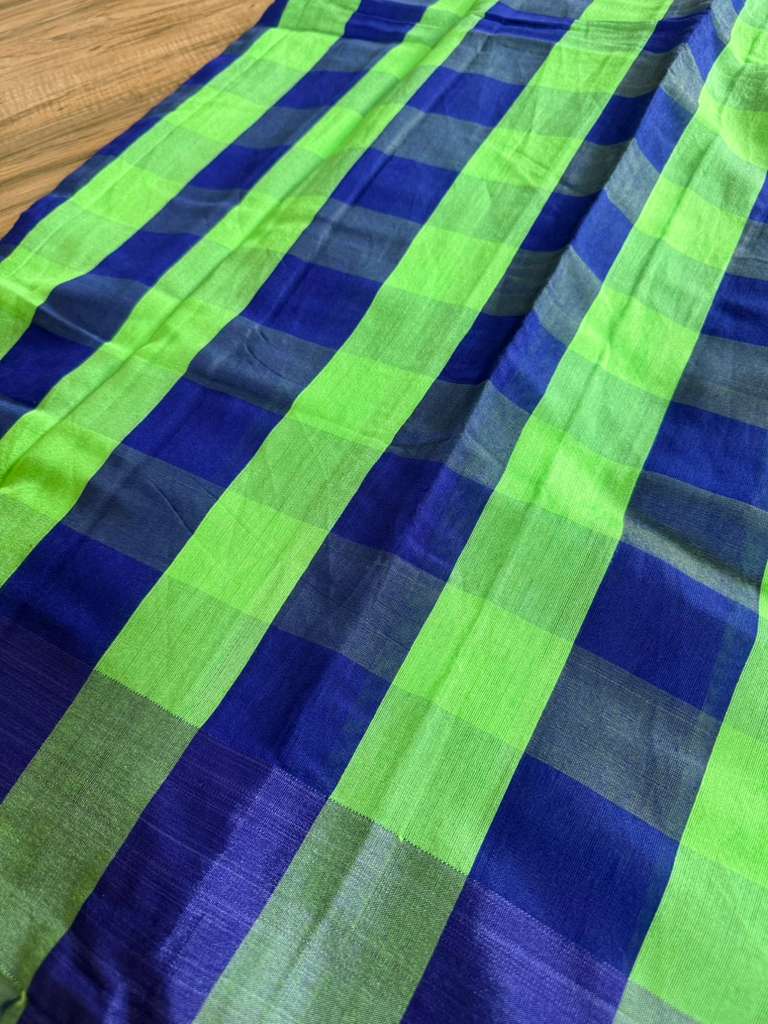 Tangail Silk Saree green and blue check