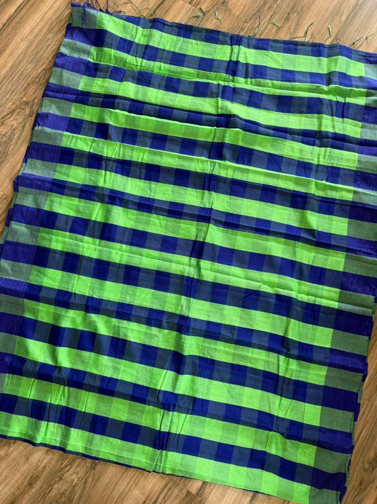 Tangail Silk Saree green and blue check