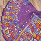 Purple Hand-Stitched Kantha Saree in Bangalore Silk