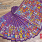 Purple Hand-Stitched Kantha Saree in Bangalore Silk