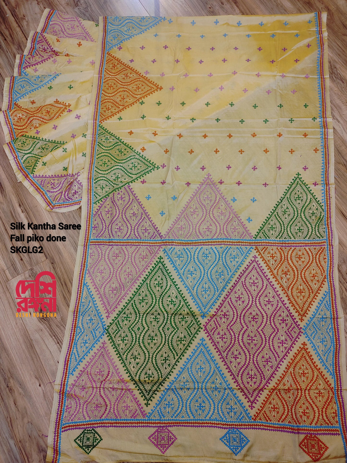 Bangalore Silk Kutch Work Saree- Butter Cream Color