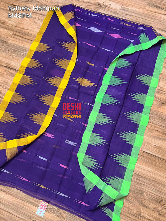 Sylheti Monipuri Handwoven Saree – Violet Purple