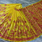 Hand-Stitched Kantha Saree in Yellow Bangalore Silk