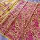 Hand-Stitched Kantha Saree in Yellow Bangalore Silk