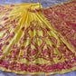 Hand-Stitched Kantha Saree in Yellow Bangalore Silk