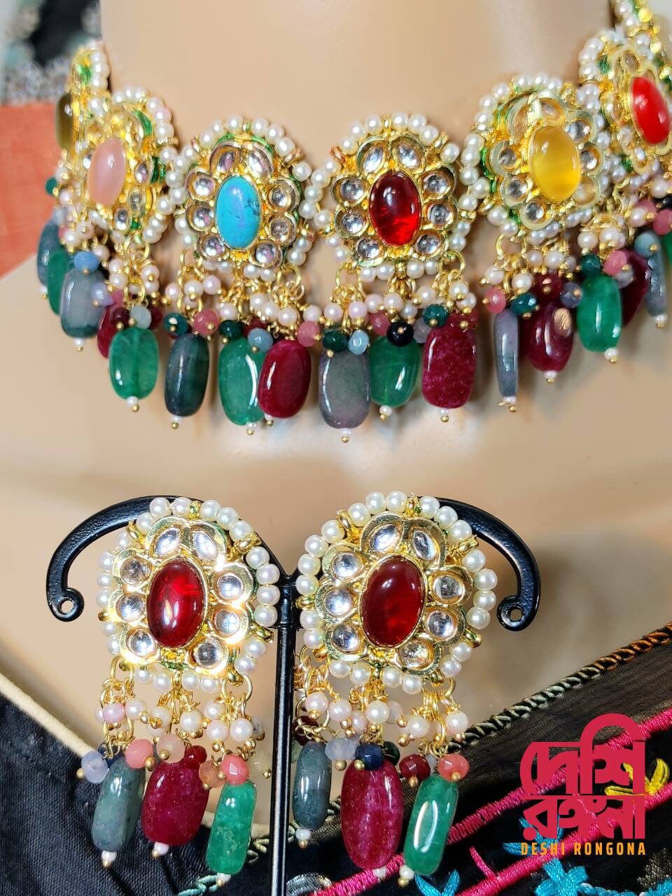 Multicolor Kundan Choker Set – Bridal Necklace Set