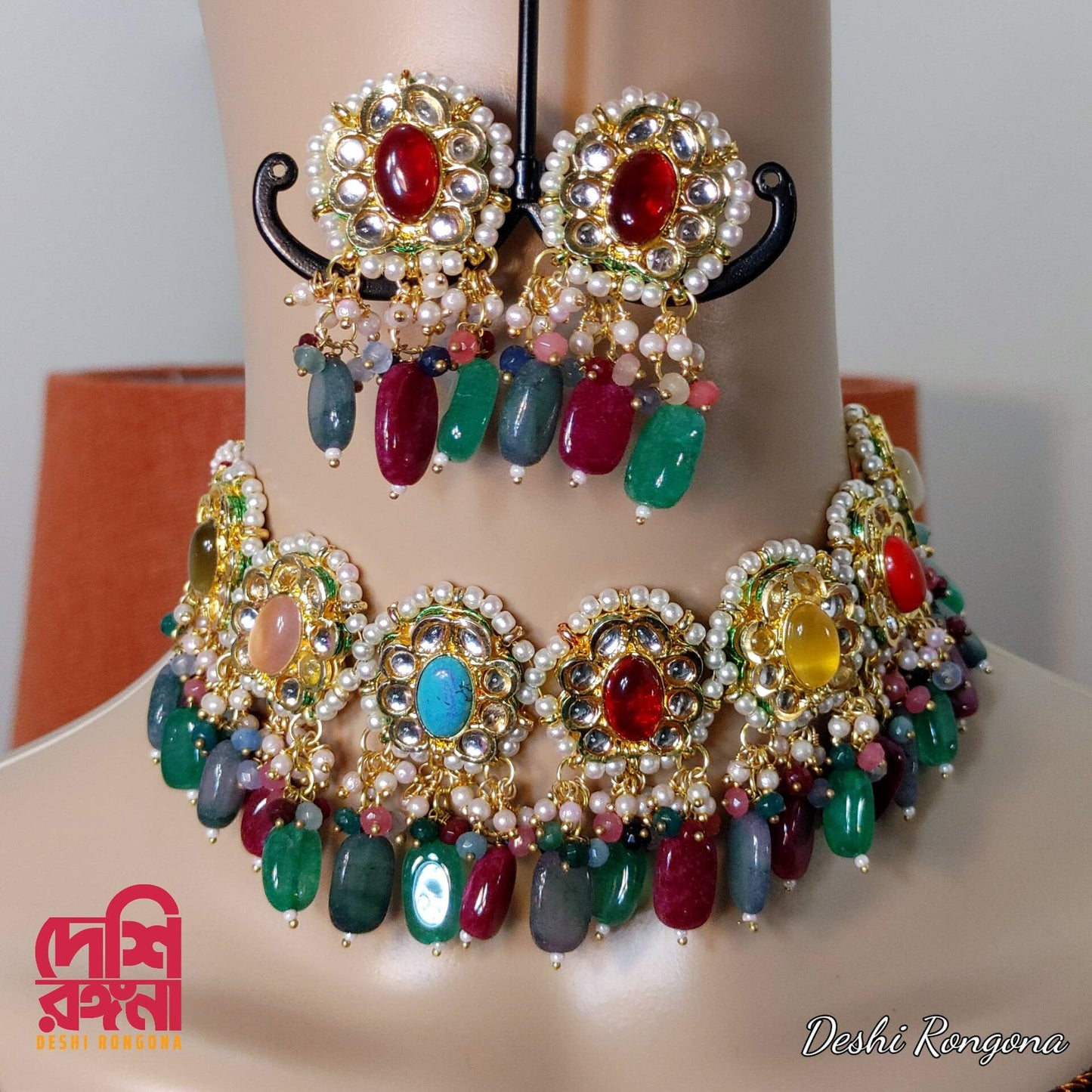 Multicolor Kundan Choker Set – Bridal Necklace Set