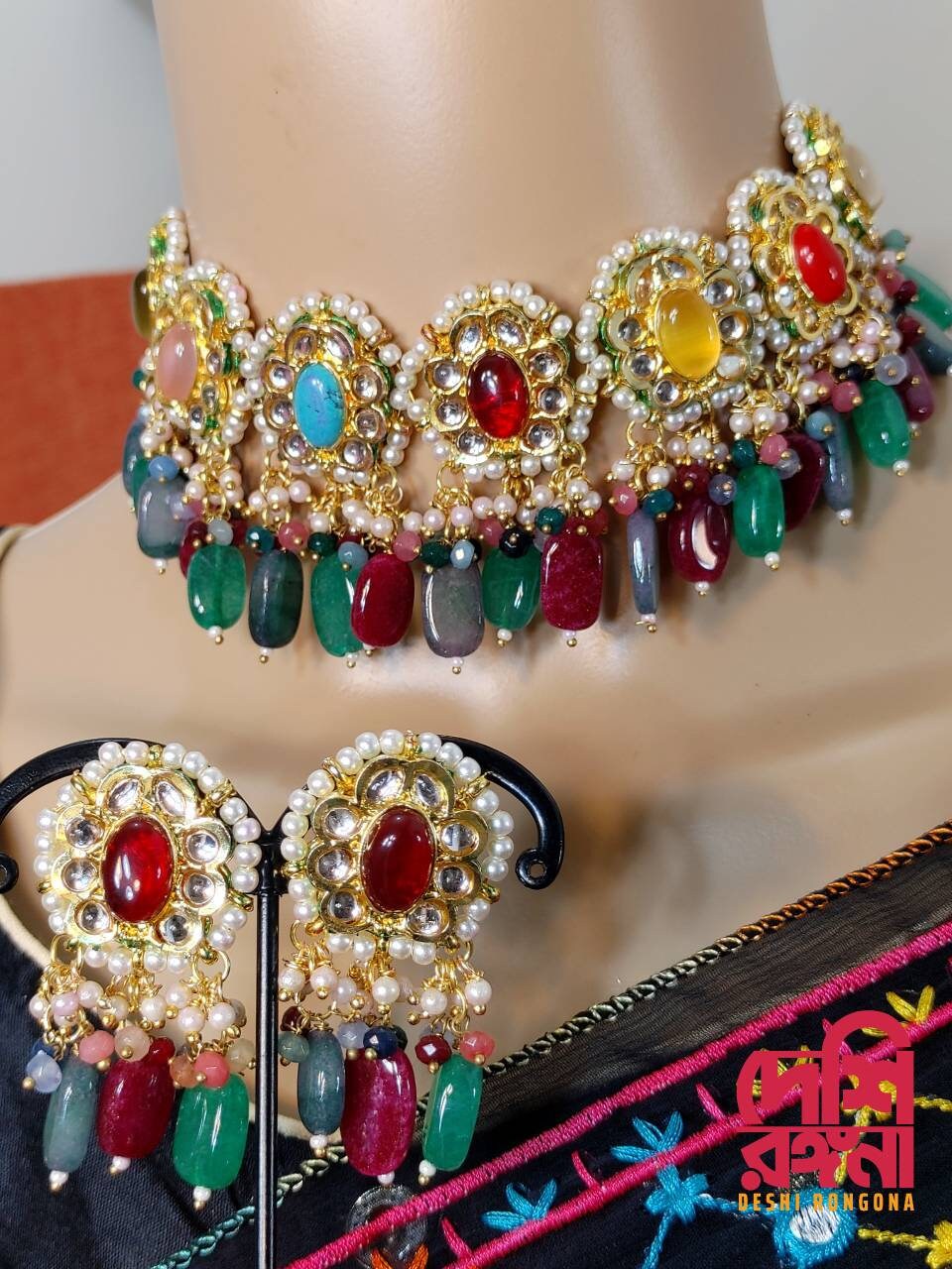 Multicolor Kundan Choker Set – Bridal Necklace Set
