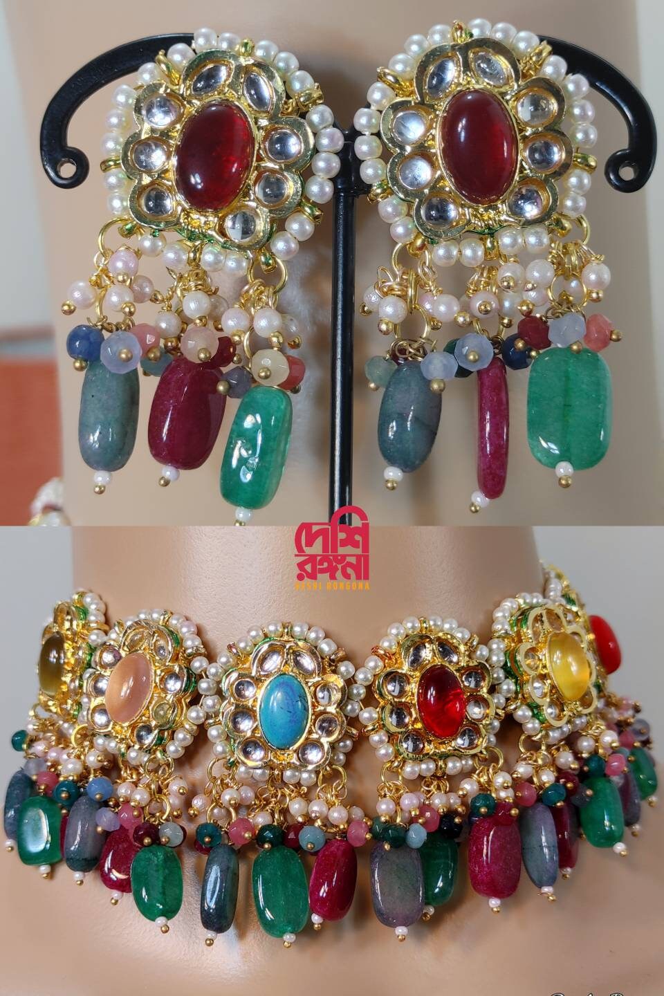 Multicolor Kundan Choker Set – Bridal Necklace Set