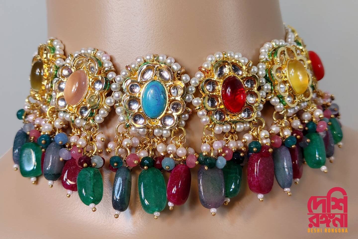 Multicolor Kundan Choker Set – Bridal Necklace Set