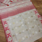 Original Dhakai Jamdani Saree- Off White-Red