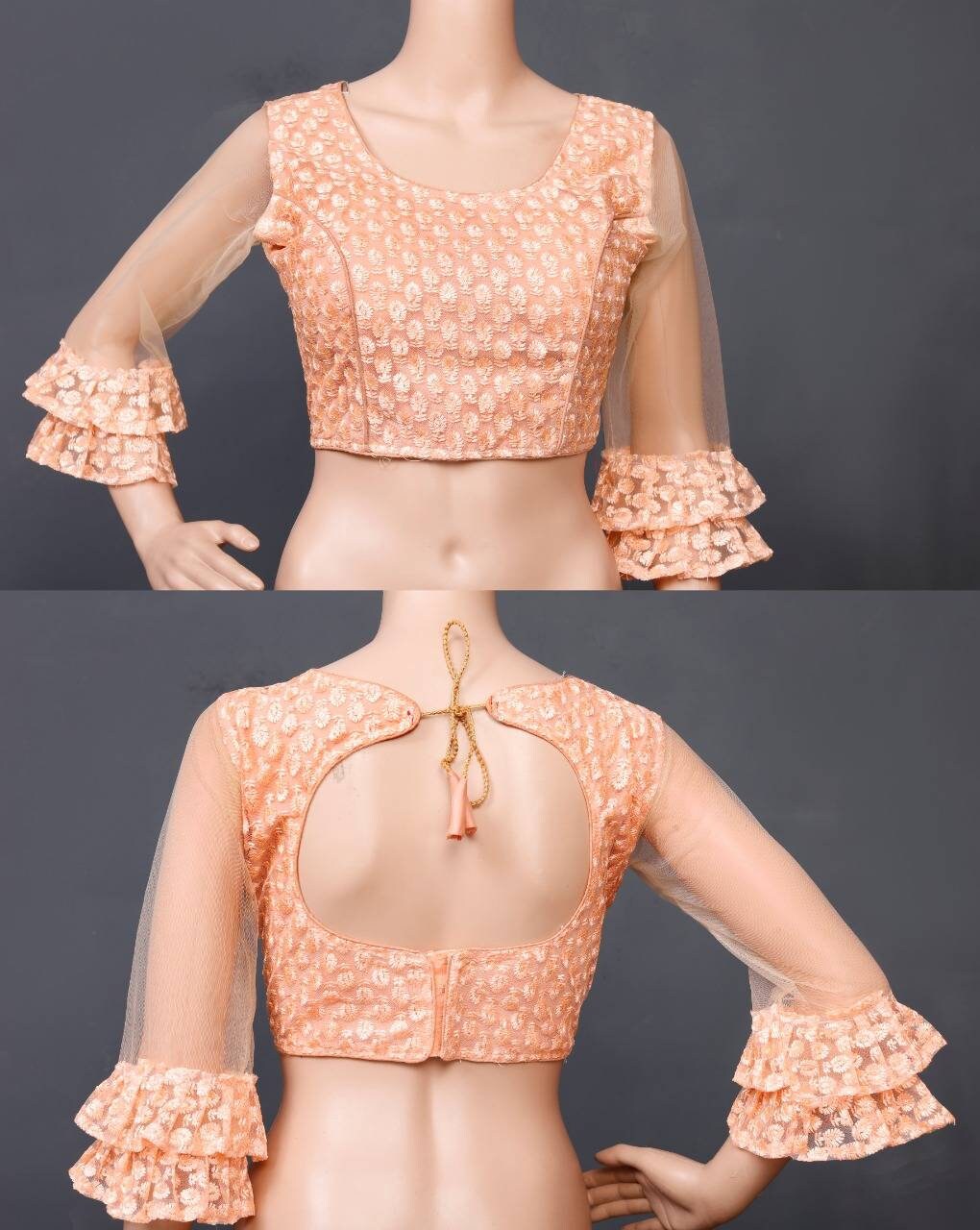 Soft Pure Nylon Readymade Blouse with chiffli embroidery thread and sequence work