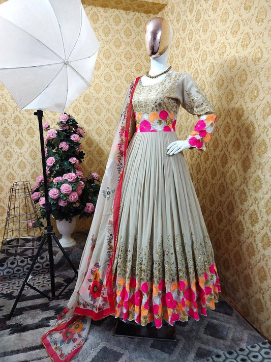 Exclusive Gown, Viscous Georgette with Gorgeous Hand Embroidery Work