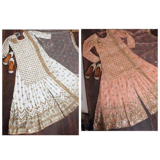 Designer Party Wear, Stiched Top and Sharara. 9mm sequins work. Beautiful Net Dupatta. Ready to ship in USA