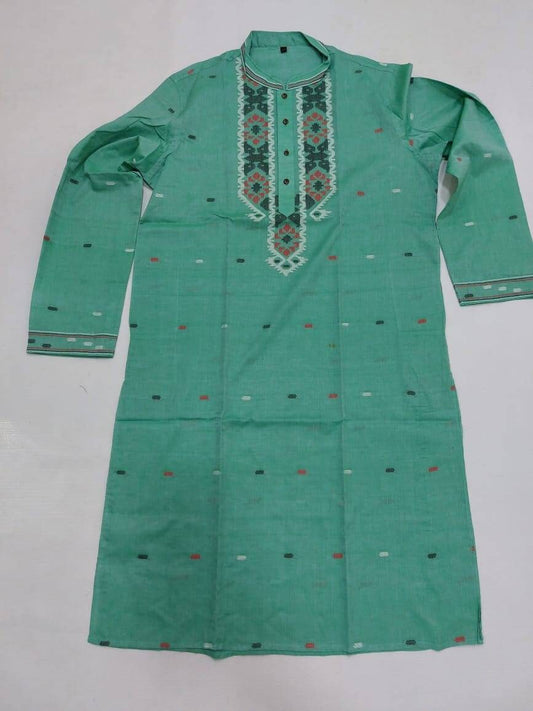 Dhakai Jamdani Punjabi, Pure Cotton, Handloom, Comfortable, Elegant, Made in Dhaka, Bangladesh. SLIM FIT