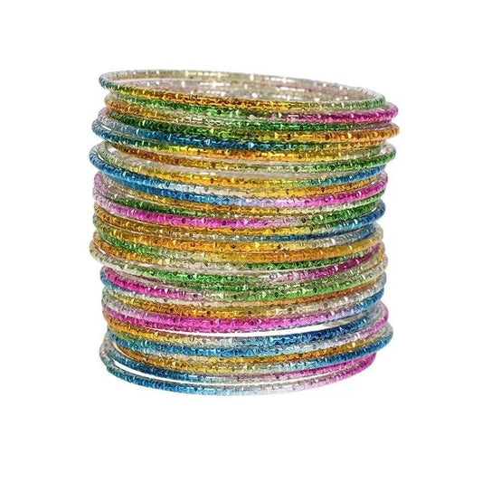 Chromatic Aluminum Charm Bangles, 1 Dozen Colorful, Strong and Thin Kids Bangles.