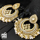 Metallic Glass Hollow Chandbali Earrings, Palace Banquet Retro Dangle Earrings, Gorgeous Jewelry