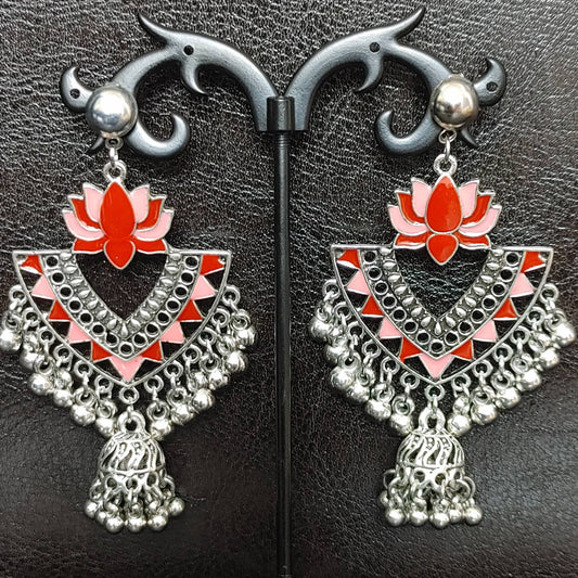 Lotus Chandbali Earrings, Palace Banquet Retro Dangle Earrings, Gorgeous Jewelry