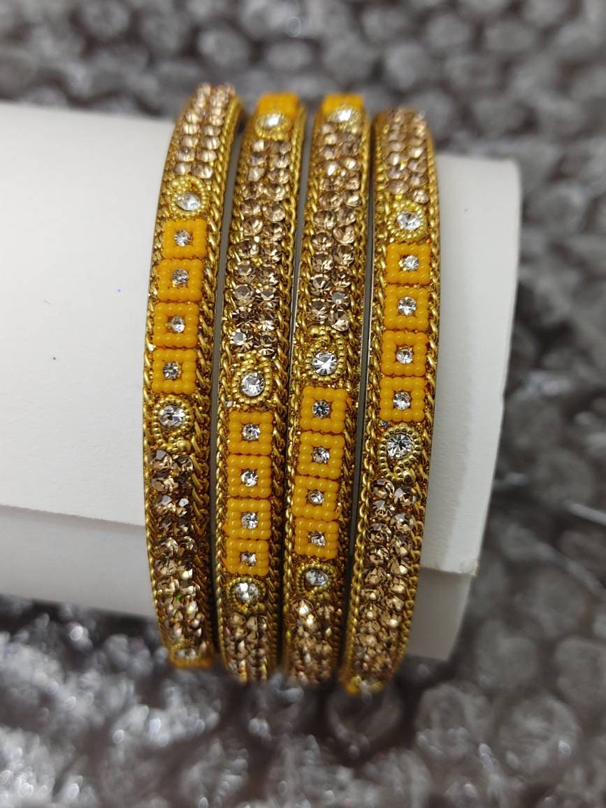 Zardozi Bangles, Long lasting Florescent Colors with detailed Stone work, Indian Wedding, Bridal Bangles - Bridesmaid Party Jewelry
