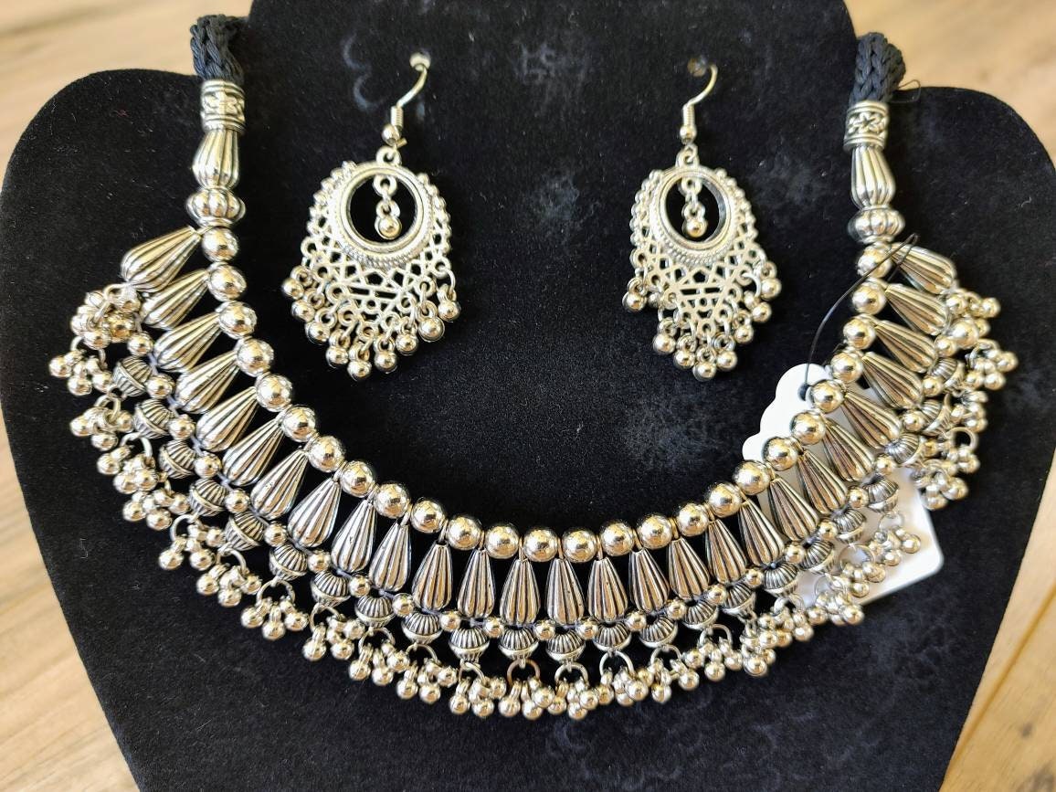 Oxidised Indian Jewelry/ Oxidised Necklace/ Afghani Jewelry/ Ethnic Jewelry Set