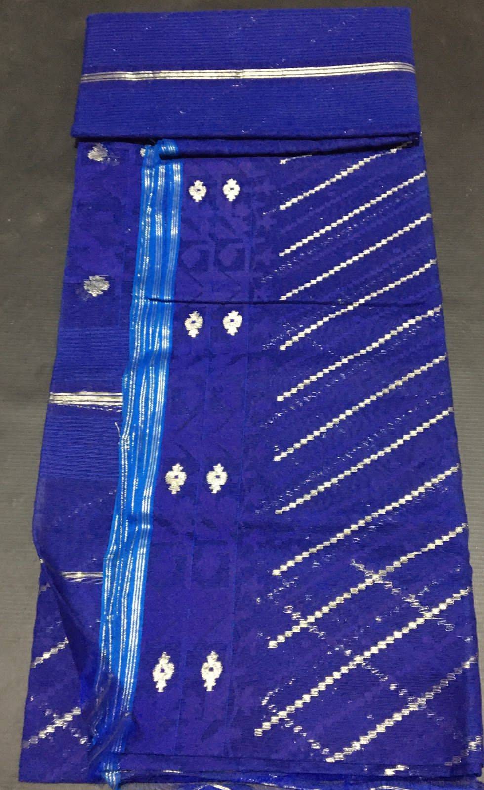 Dhakai Jamdani Saree, Beautiful Royal Blue Color, Handloomed Jamdani 100 count threaded, Traditional,Elegant, Classy Party Saree