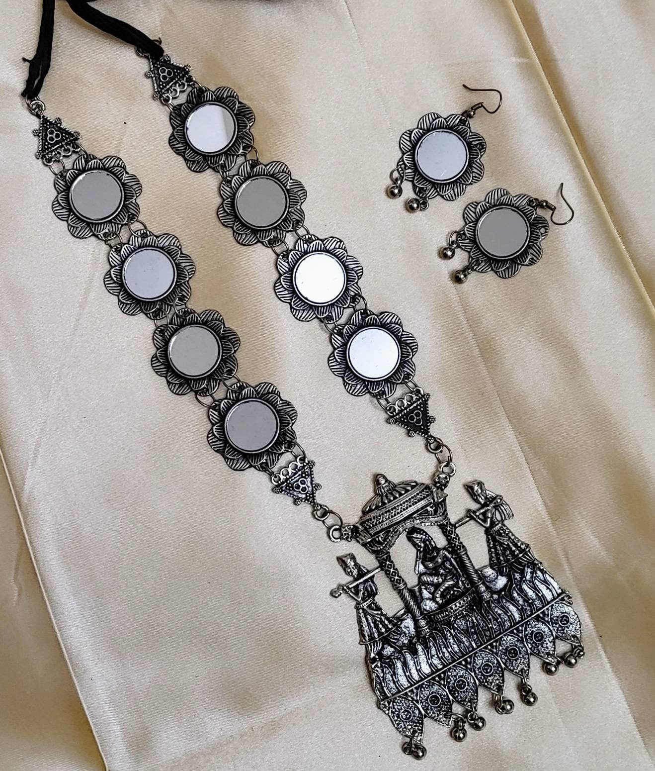 Elegant Afghan Long Necklace Set - Oxidized Ethnic Jewelry for Any Occasion